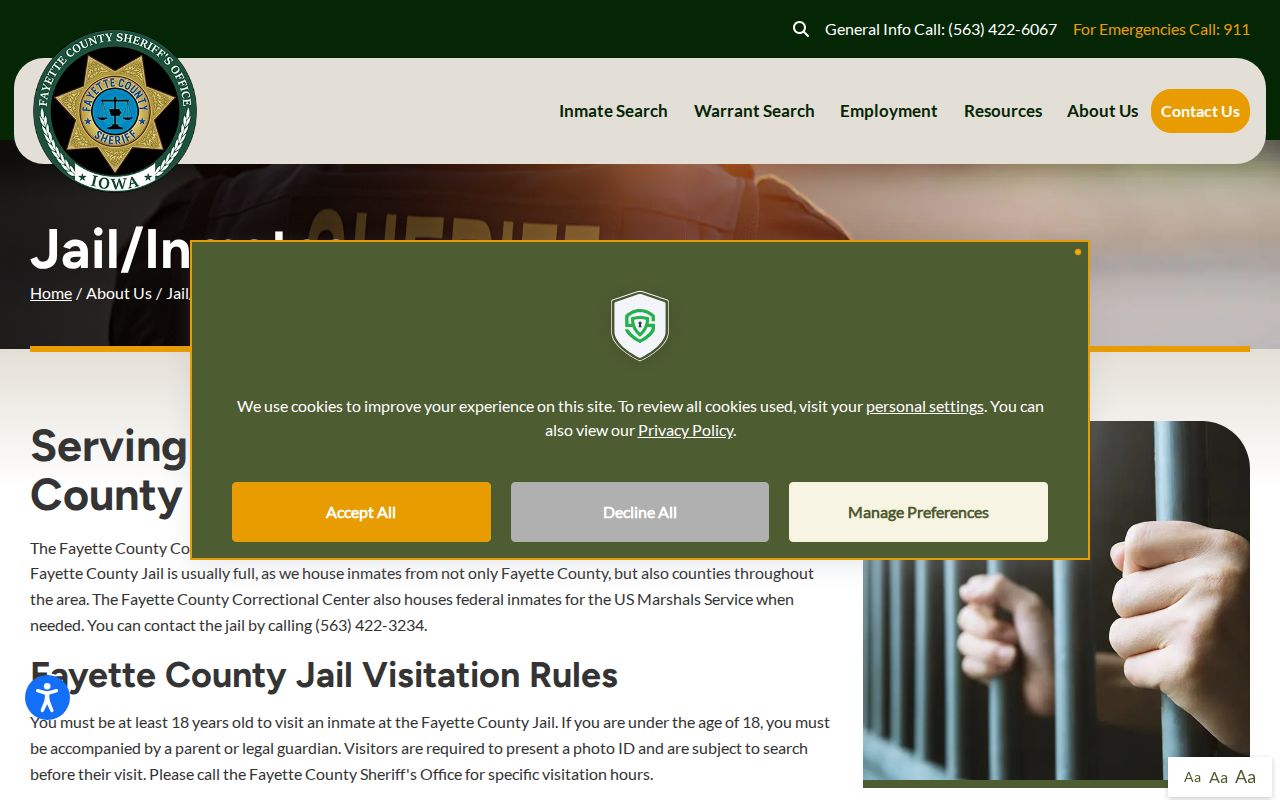 Fayette County Sheriff jail and inmate policy page